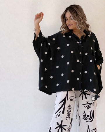 Oversized Black Polka Shirt