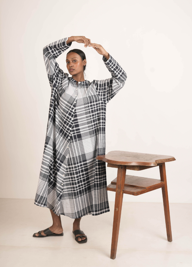 Madras Black Checks Dress