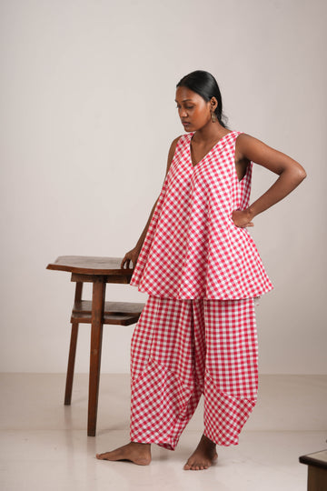Red Gingham Picnic Cord Set