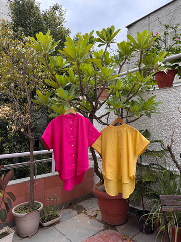 Arakku Pink & Manjal Yellow Shirt