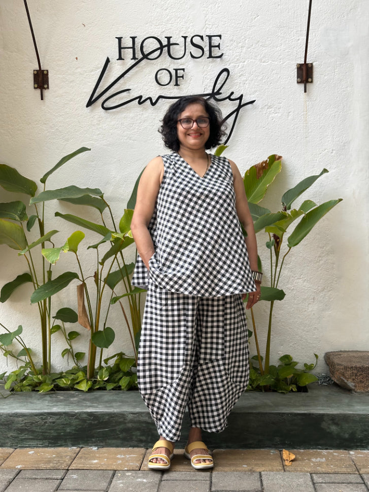 Black Gingham Cord Set