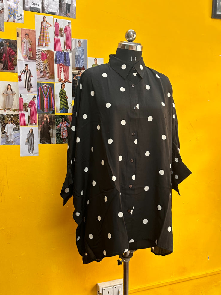 Oversized Black Polka Shirt